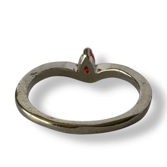 Citrine Orange Petite Teardrop Setting Solitaire Ring Size 9 - Picture 2 of 2